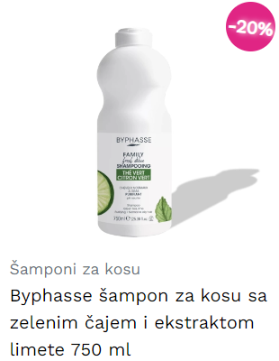 Byphasse šampon za kosu sa zelenim čajem i ekstraktom limete 750 ml