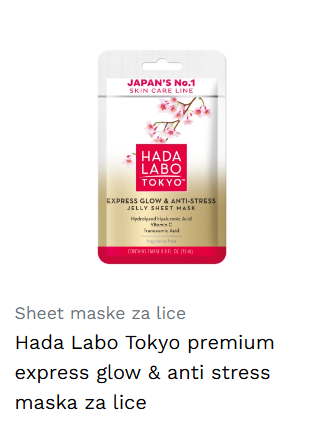 Hada Labo Tokyo premium express glow & anti stress maska za lice